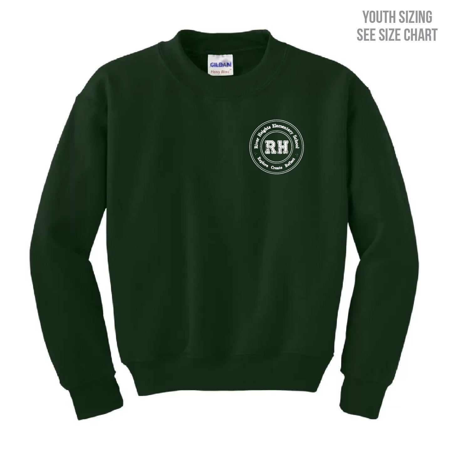 River Heights Left Chest Crest YOUTH Crewneck Sweatshirt (RHEST002-18000B)