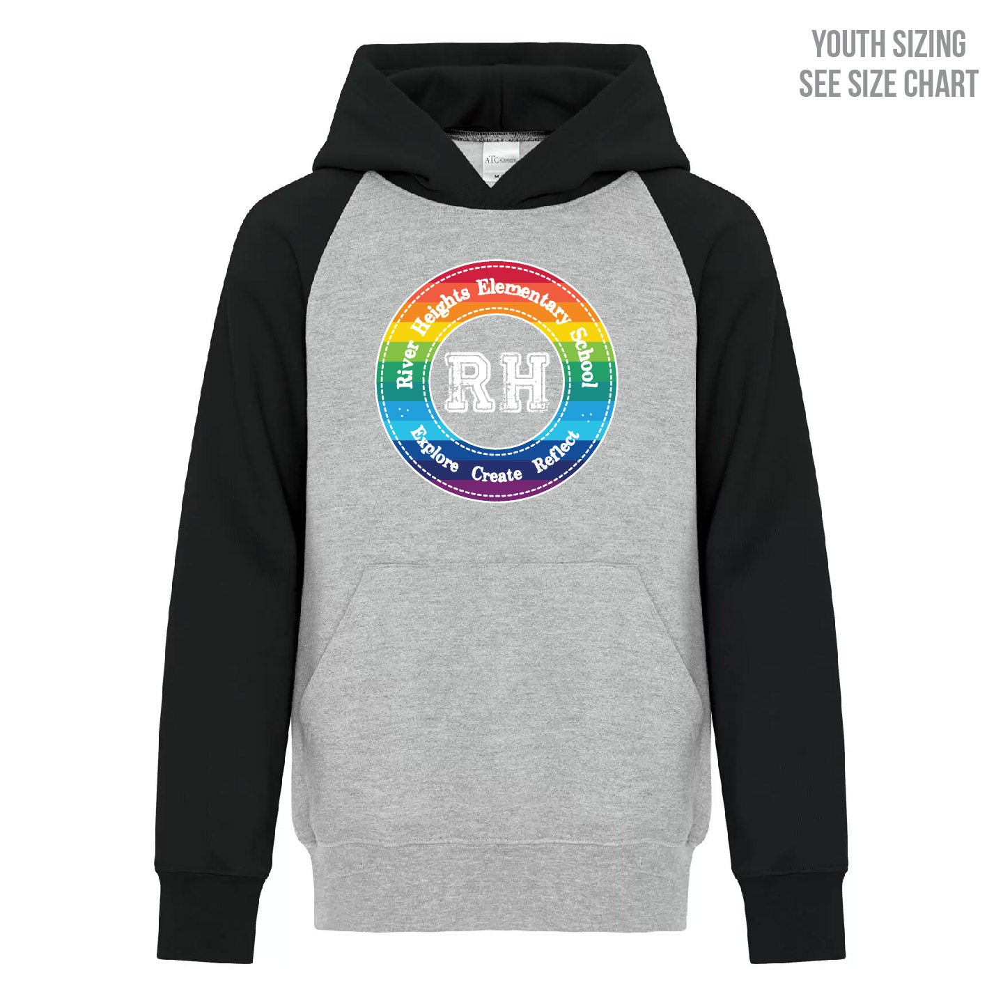 River Heights Pride Crest YOUTH Two-Tone Hoodie (RHEST005-Y2550)