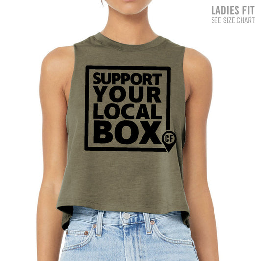 Domain Crossfit Support Local Ladies Cropped Racerback Tank (DCT006-6682)