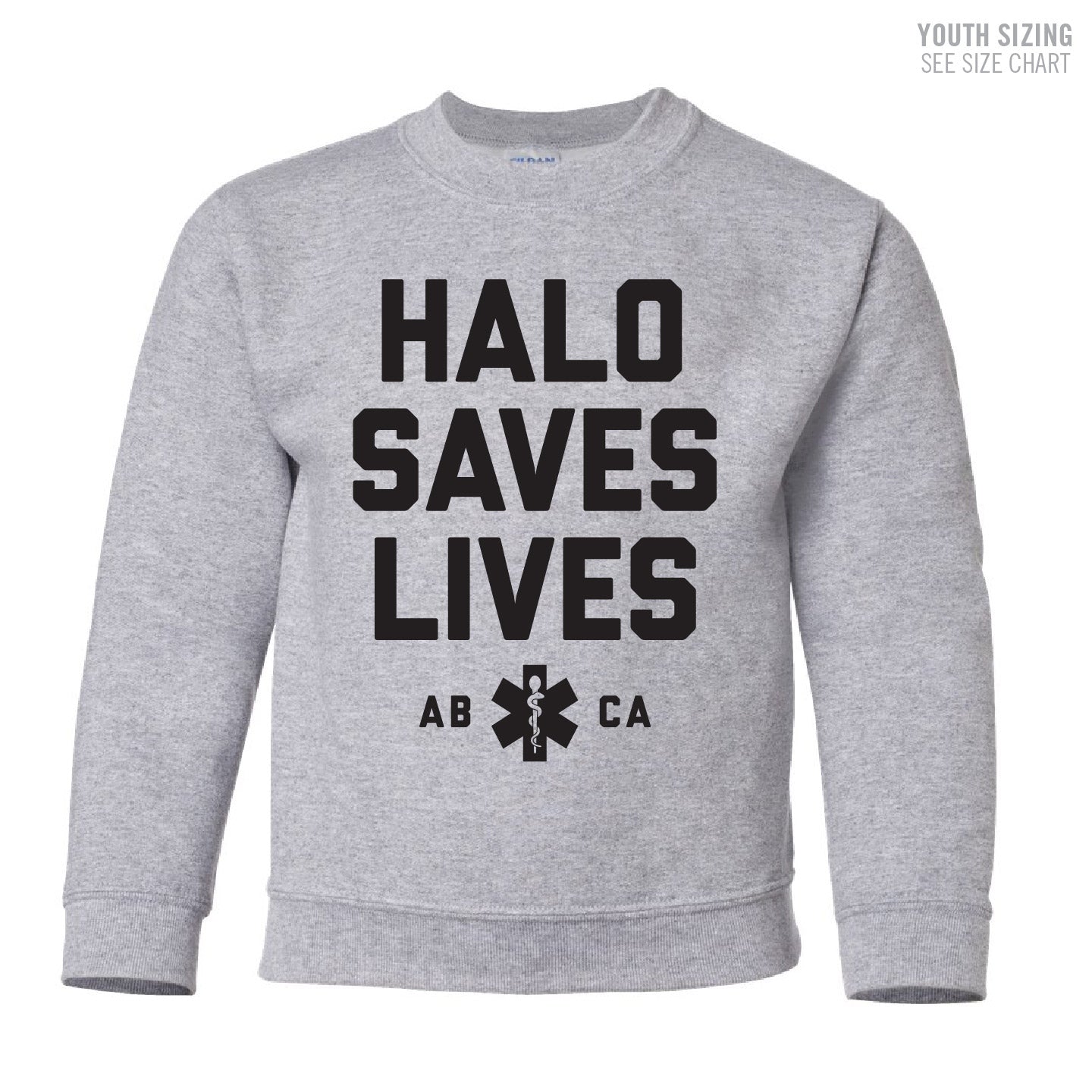 HALO Saves Lives YOUTH Crewneck Sweatshirt (HALOT007-18000B)