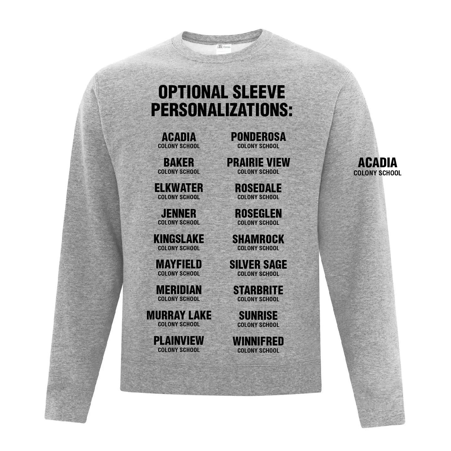 Prairie Rose Colony Schools Unisex 1/4 Zip Sweatshirt (PRCST002-995MR)