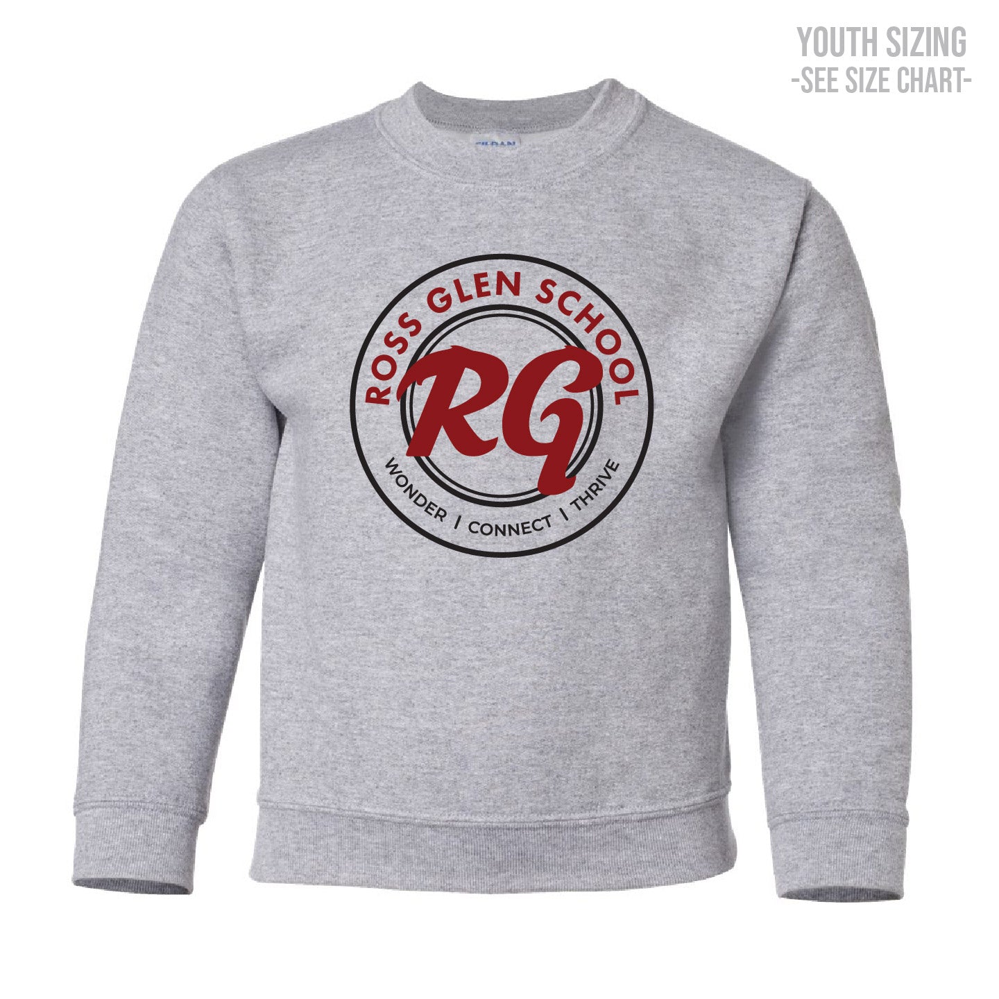 Ross Glen Maroon Crest YOUTH Crewneck Sweatshirt (RGST006-18000B)