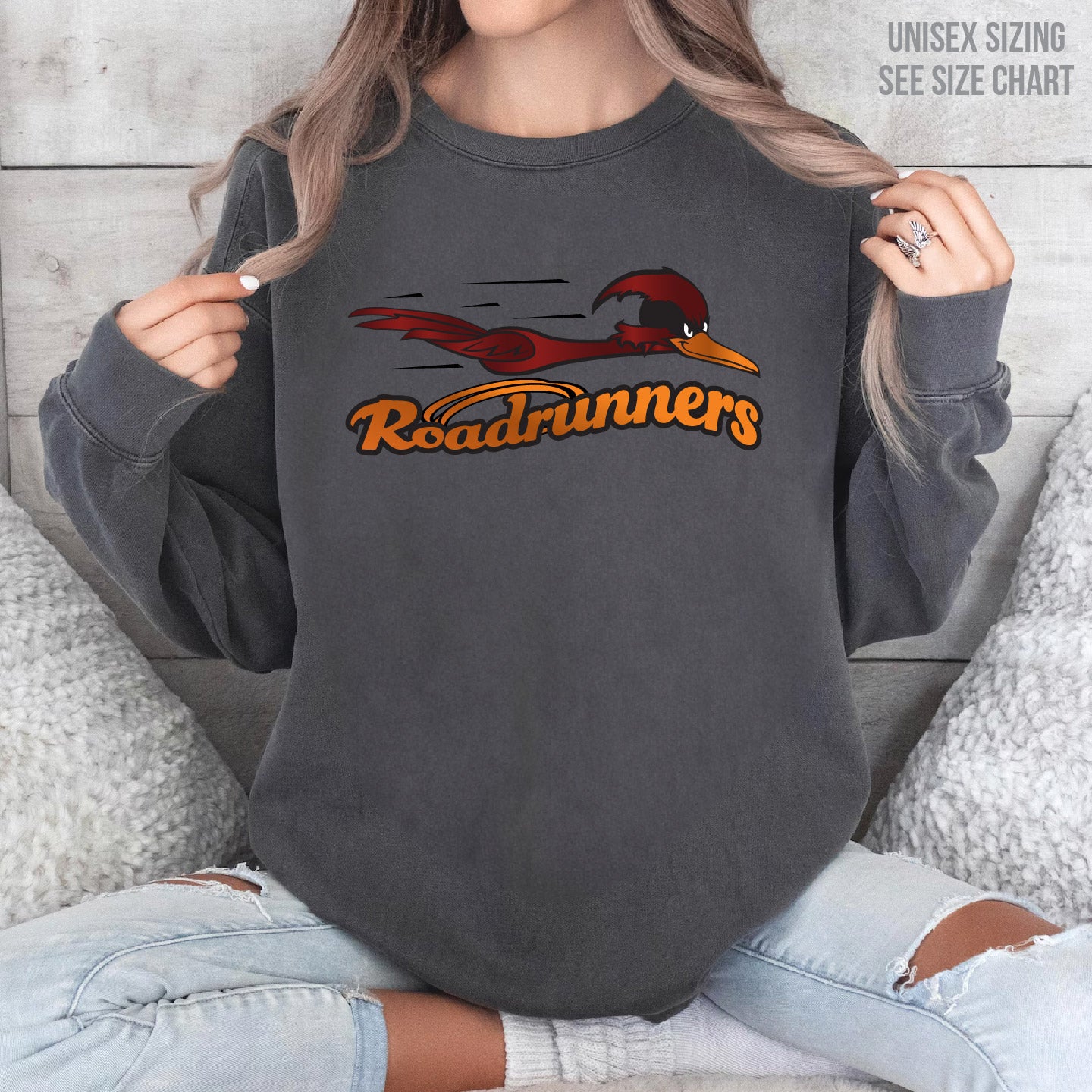 Ross Glen Roadrunners ADULT Pigment Dyed Retro Crewneck (RGST008-1566)