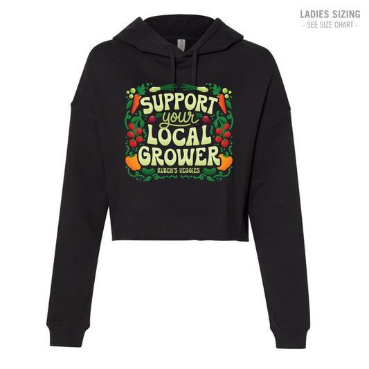 Ruben's Veggies Local Grower Ladies Cropped Hoodie (RVT006-AFX64CRP)