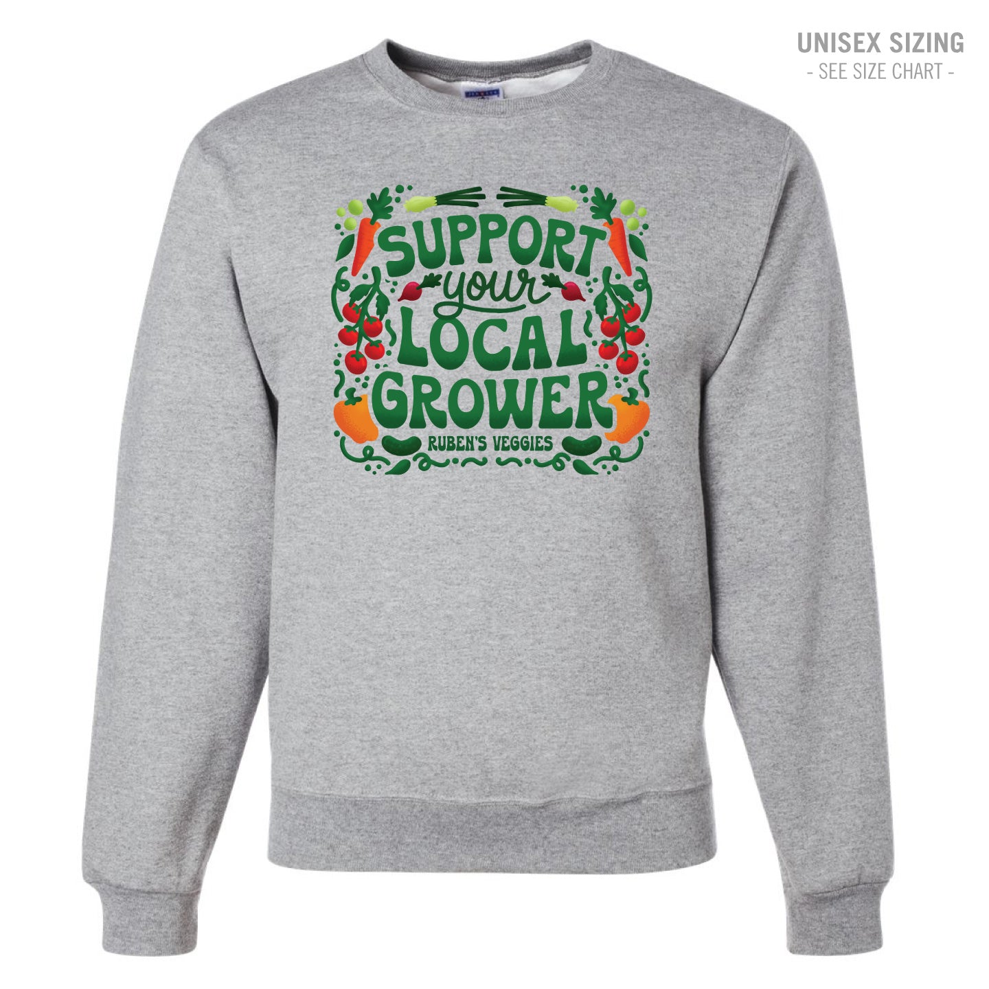 Ruben's Veggies Local Grower Unisex Crewneck Sweatshirt (RVT005-562MR)