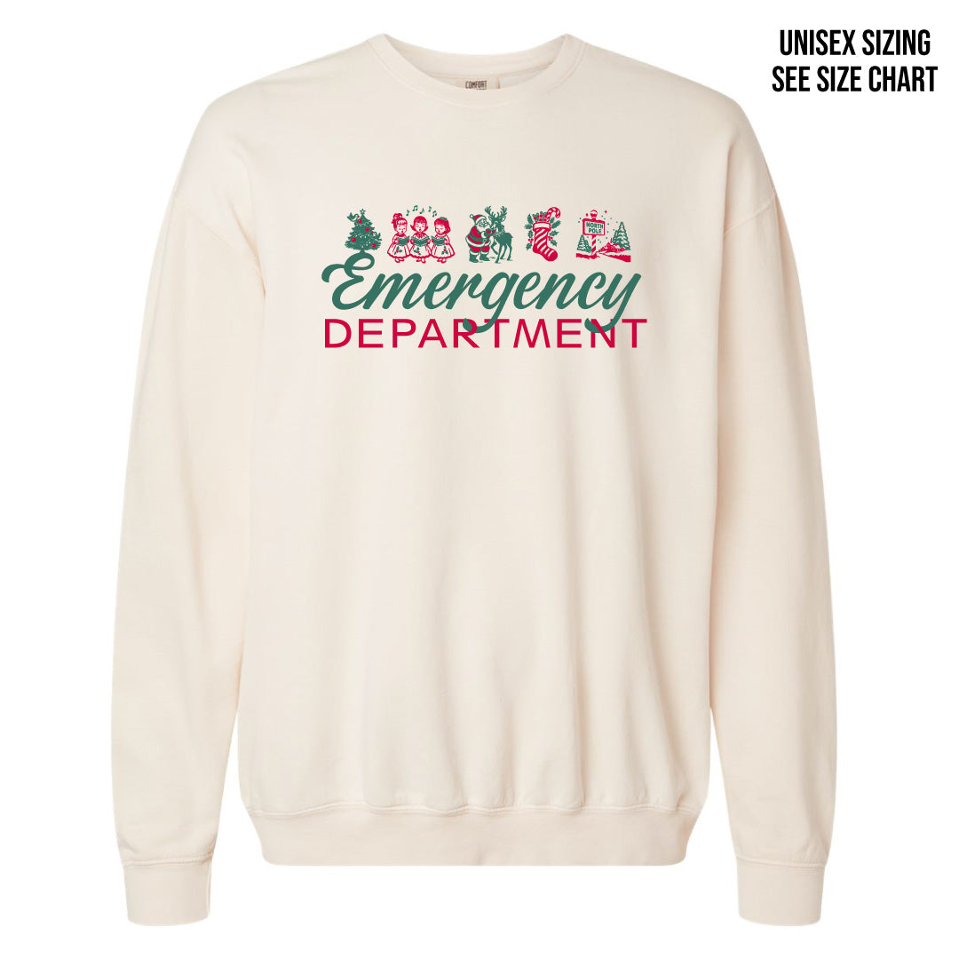 ER Retro Christmas UNISEX Pigment Dyed Retro Crewneck (ERNT002-1466)