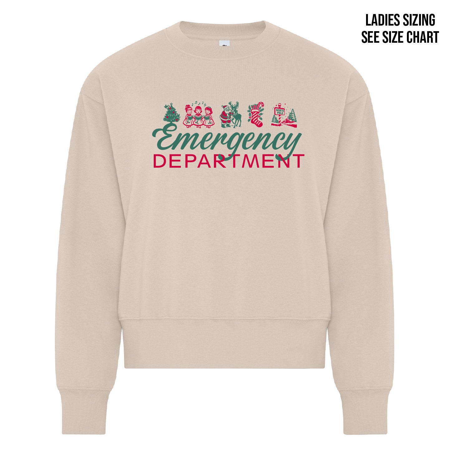 ER Retro Christmas LADIES Cropped Sweatshirt (ERNT002-KOI2240L)