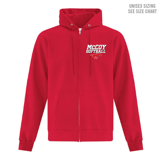McCoy Softball Unisex Zip-Up Hoodie (MCSBT002-F2600)