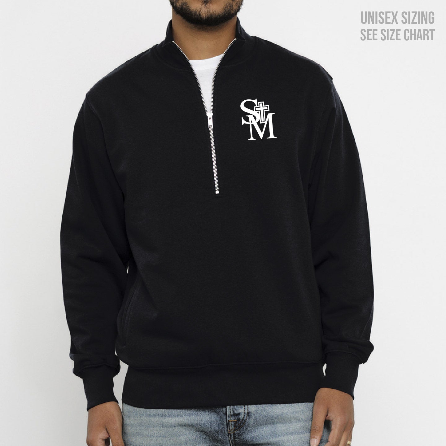 St. Michael's School ADULT 1/2 Zip Sweatshirt w/pockets (SMST003-KOI2270)