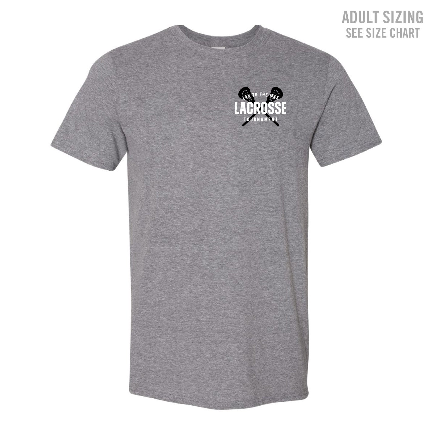 Lax to the Max Left Chest ADULT T-Shirt (LXMT004-64000)
