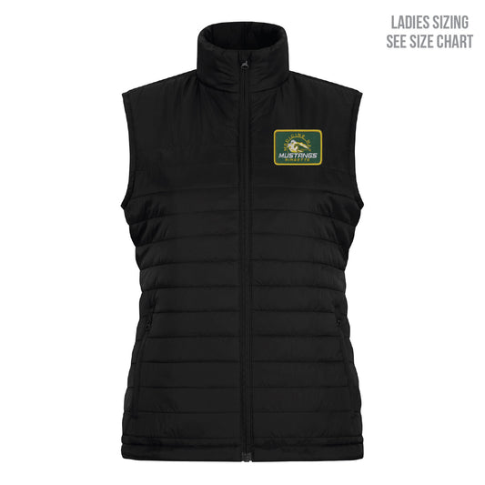 MHRA Mustangs LADIES Lightweight Patched Puffer Vest (MHRAP001-CH7691L)