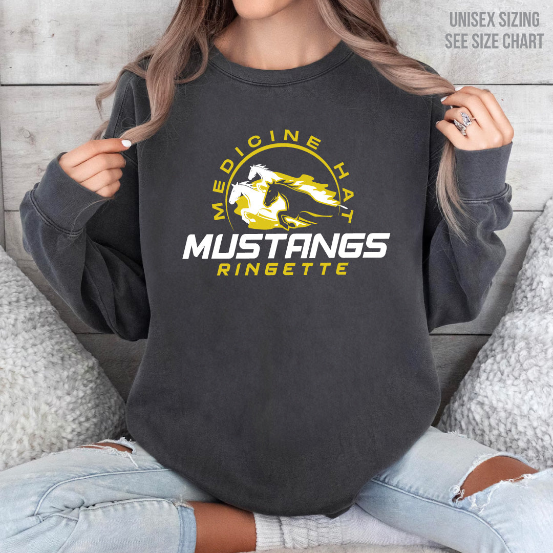 MHRA Mustangs ADULT Pigment Dyed Retro Crewneck (MHRAT002-1566)