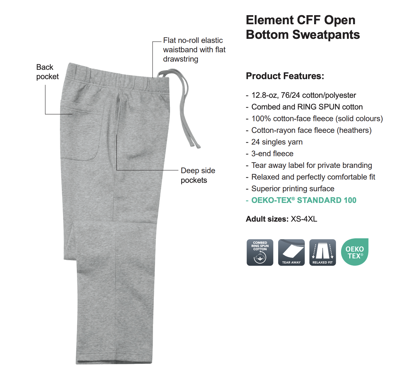 MHRA Small Logo ADULT Open Bottom Sweatpants (MHRAT011-KOI2280)