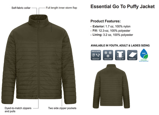Bow Island Skating Club ADULT Lightweight Patched Puffer Jacket (BISP001BP9-CH7690)