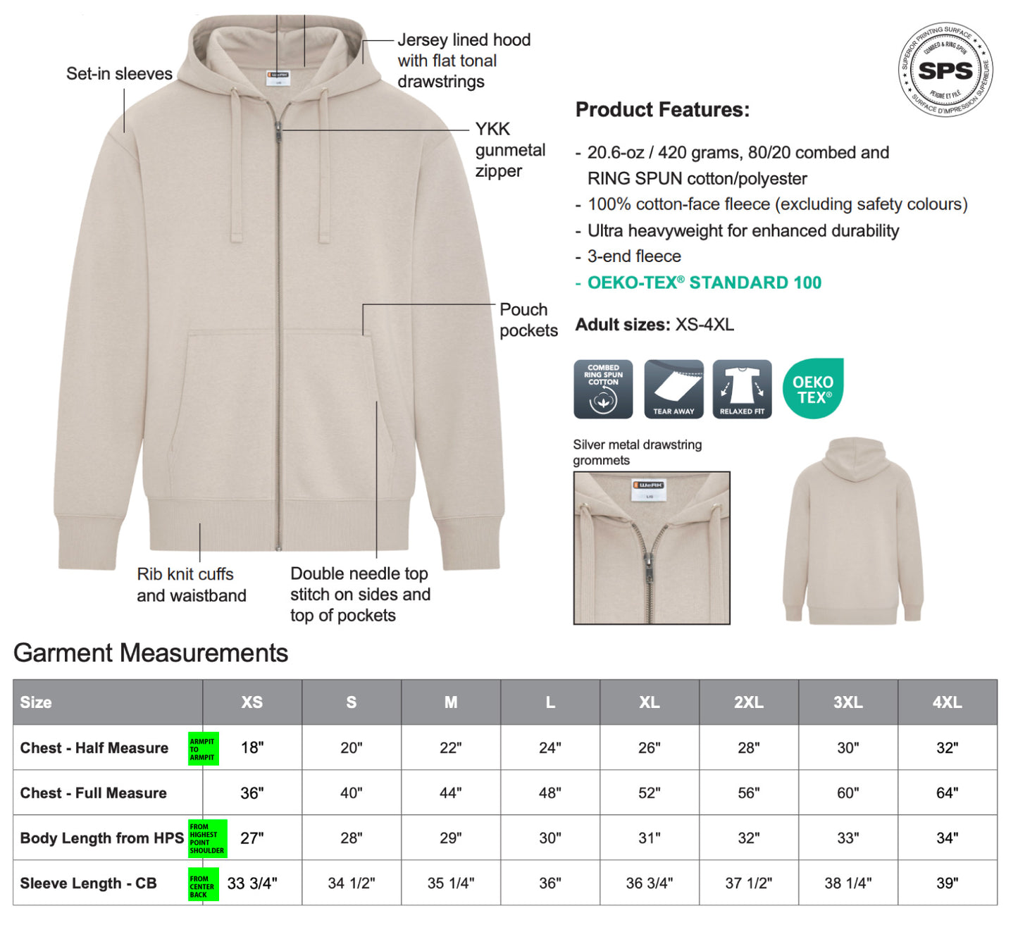 MH Thunder Unisex Heavyweight Patched Zip Hoodie (THP002-WERK422)
