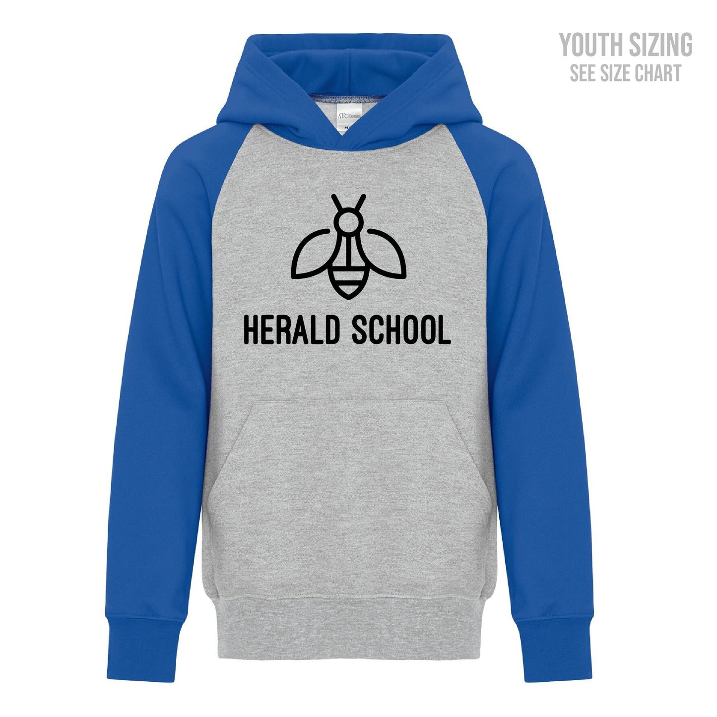 Herald School Bee Logo Youth Two-Tone Hoodie (T1010-Y2550)