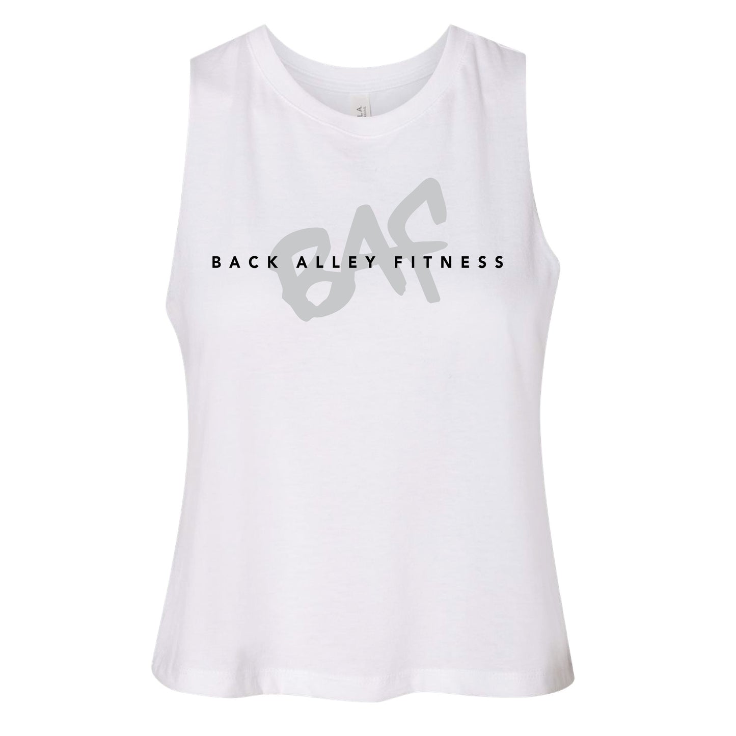 BAF White Ladies Cropped Racerback Tank (T1-6682)