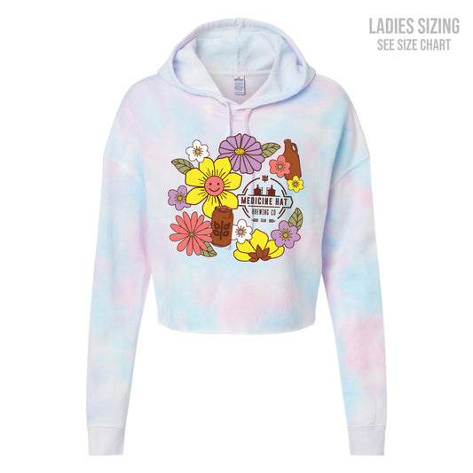 MH Brewing Co. Ladies Flower Cropped Tie Dye Hoodie (MHBT003-AFX64CRP)