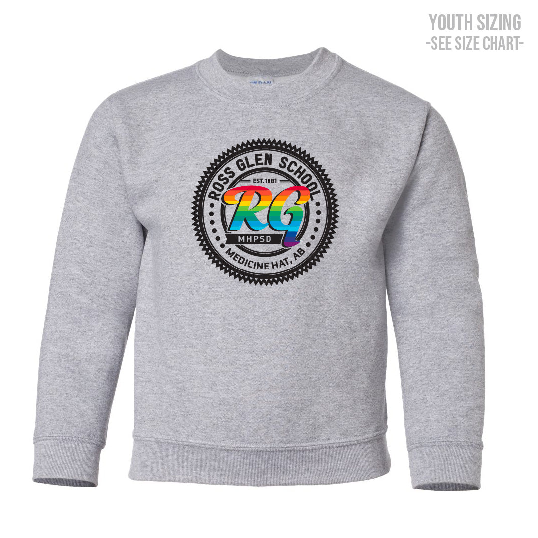 Ross Glen Pride Crest YOUTH Crewneck Sweatshirt (TRG0002-18000B)