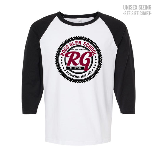 Ross Glen Maroon Crest Unisex Baseball T-Shirt (TRG0005-5540)