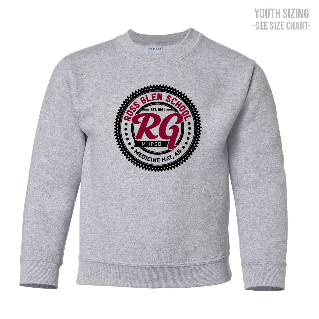 Ross Glen Maroon Crest YOUTH Crewneck Sweatshirt (TRG0006-18000B)