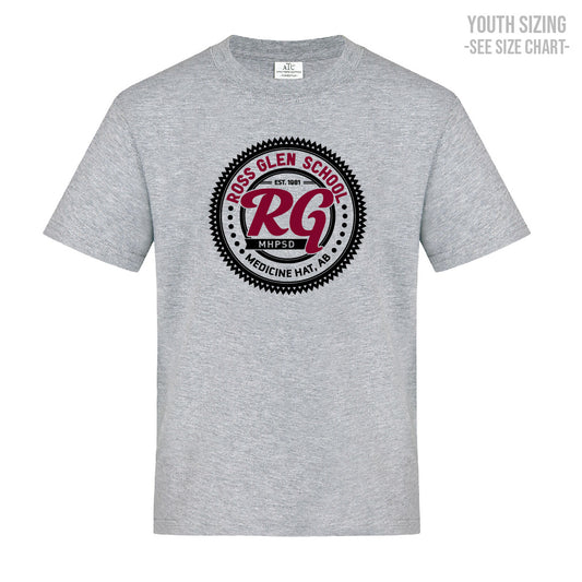 Ross Glen Maroon Crest YOUTH T-Shirt (TRG0006-ATC2000Y)