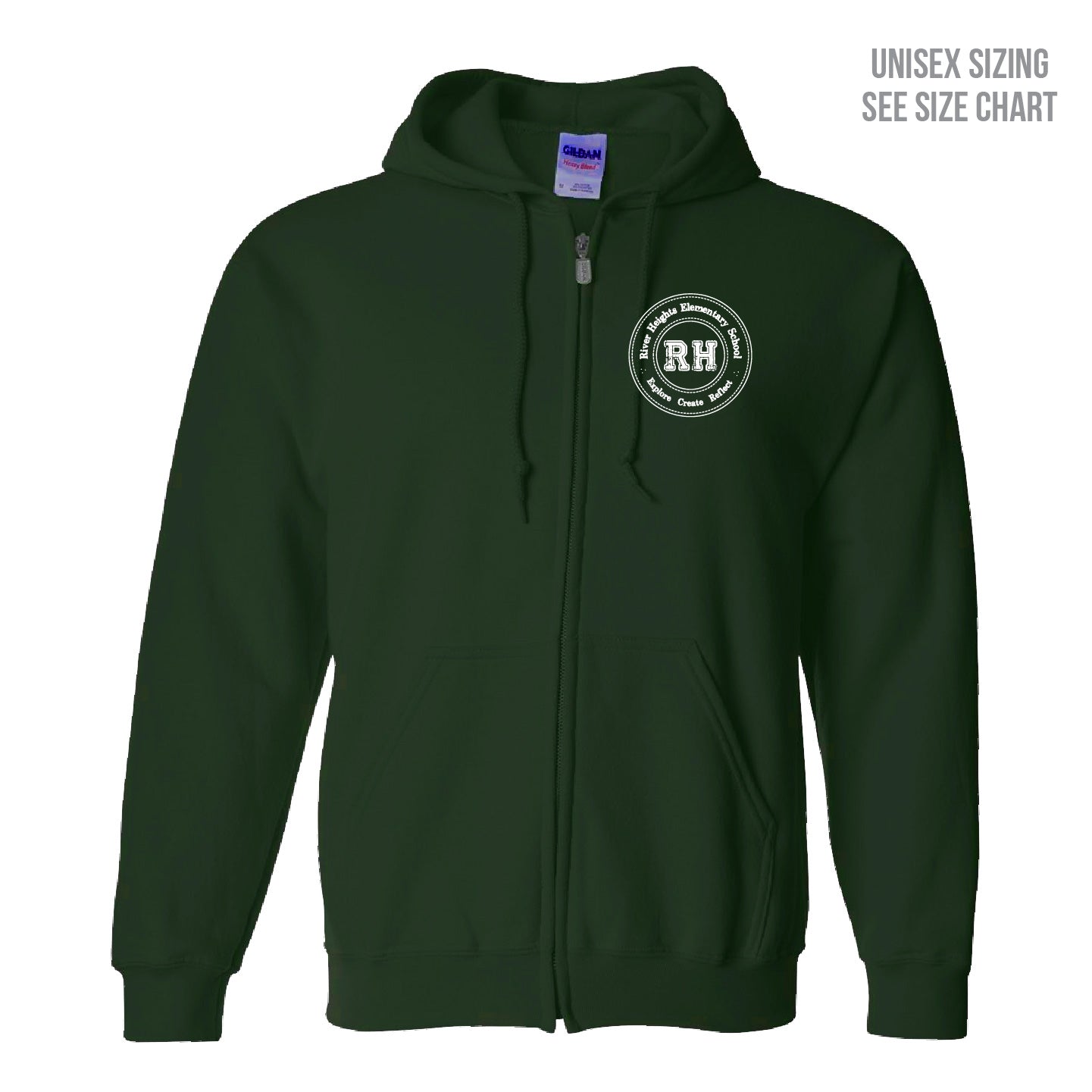 River Heights Left Chest Crest Unisex Zip Hoodie (RHEST002-18600)