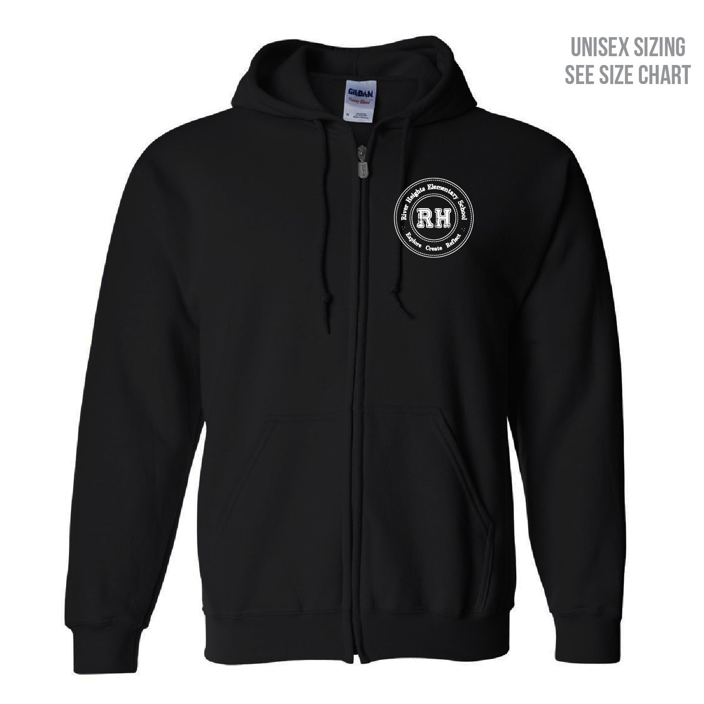 River Heights Left Chest Crest Unisex Zip Hoodie (RHEST002-18600)
