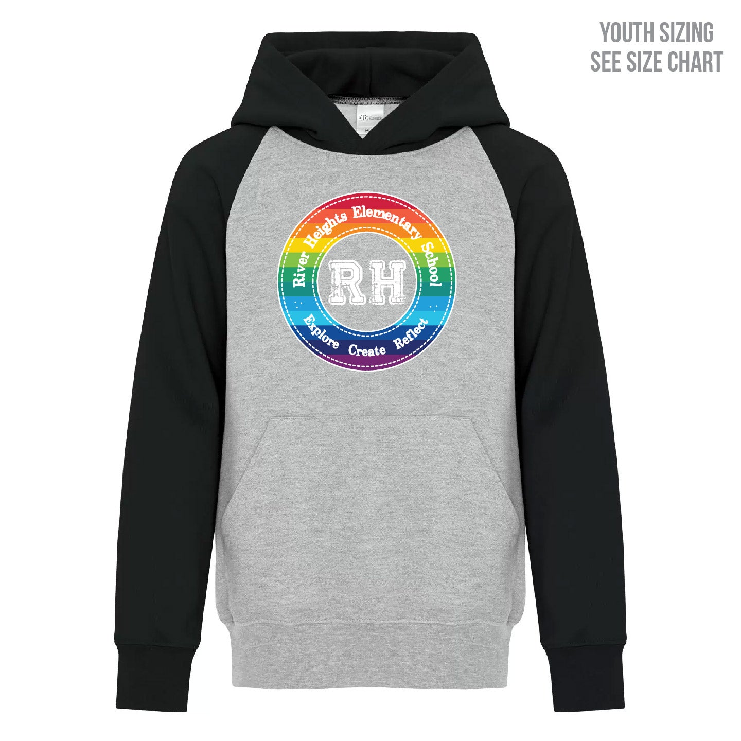 River Heights Pride Crest YOUTH Two-Tone Hoodie  (RHEST005-Y2550)