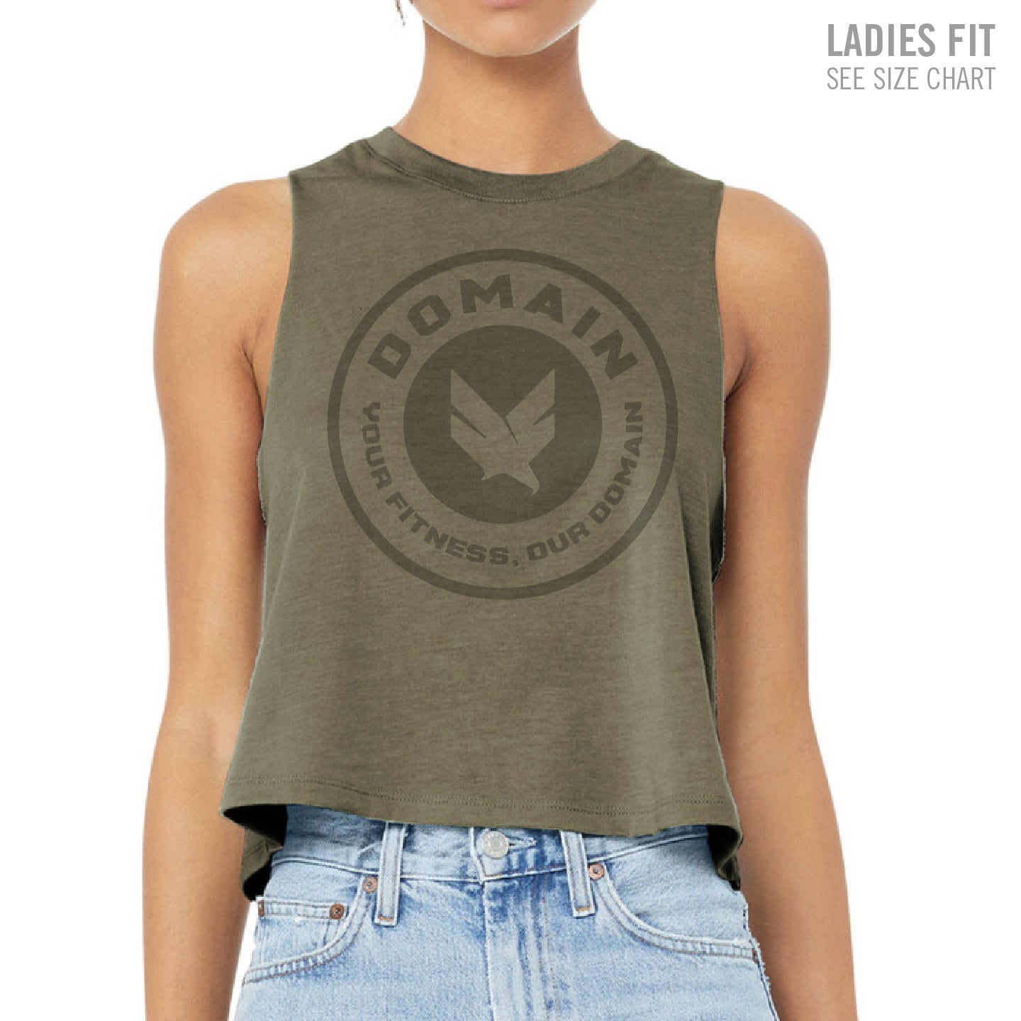 Domain Crossfit Circle Crest Ladies Cropped Racerback Tank (DCS002-6682)