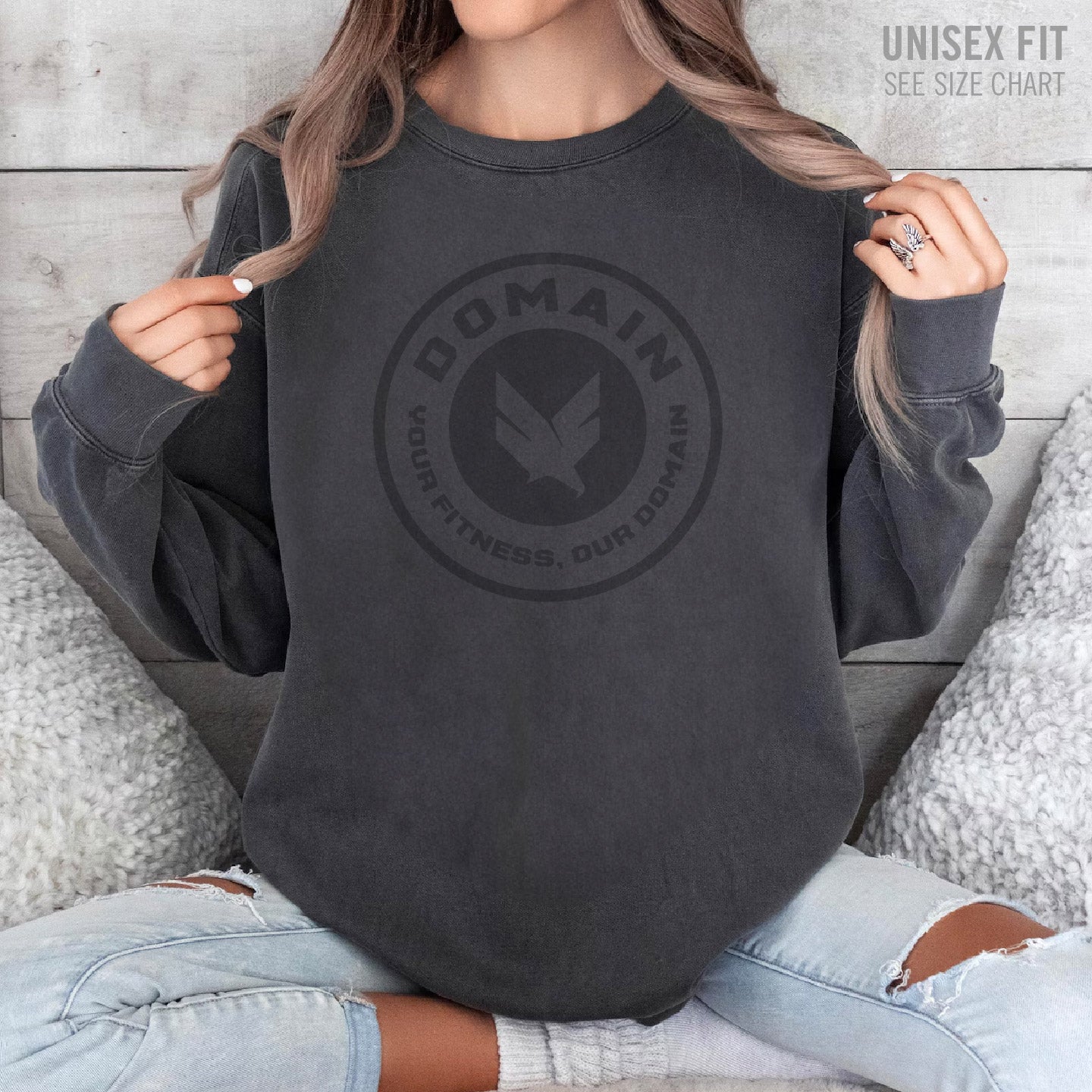 Domain Crossfit Unisex Pigment Dyed Retro Crewneck  (DCS002-1566)