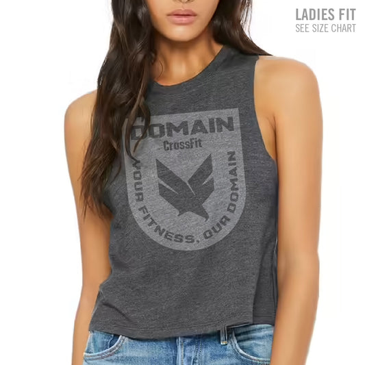 Domain Crossfit Badge Ladies Cropped Racerback Tank (DCS001-6682)