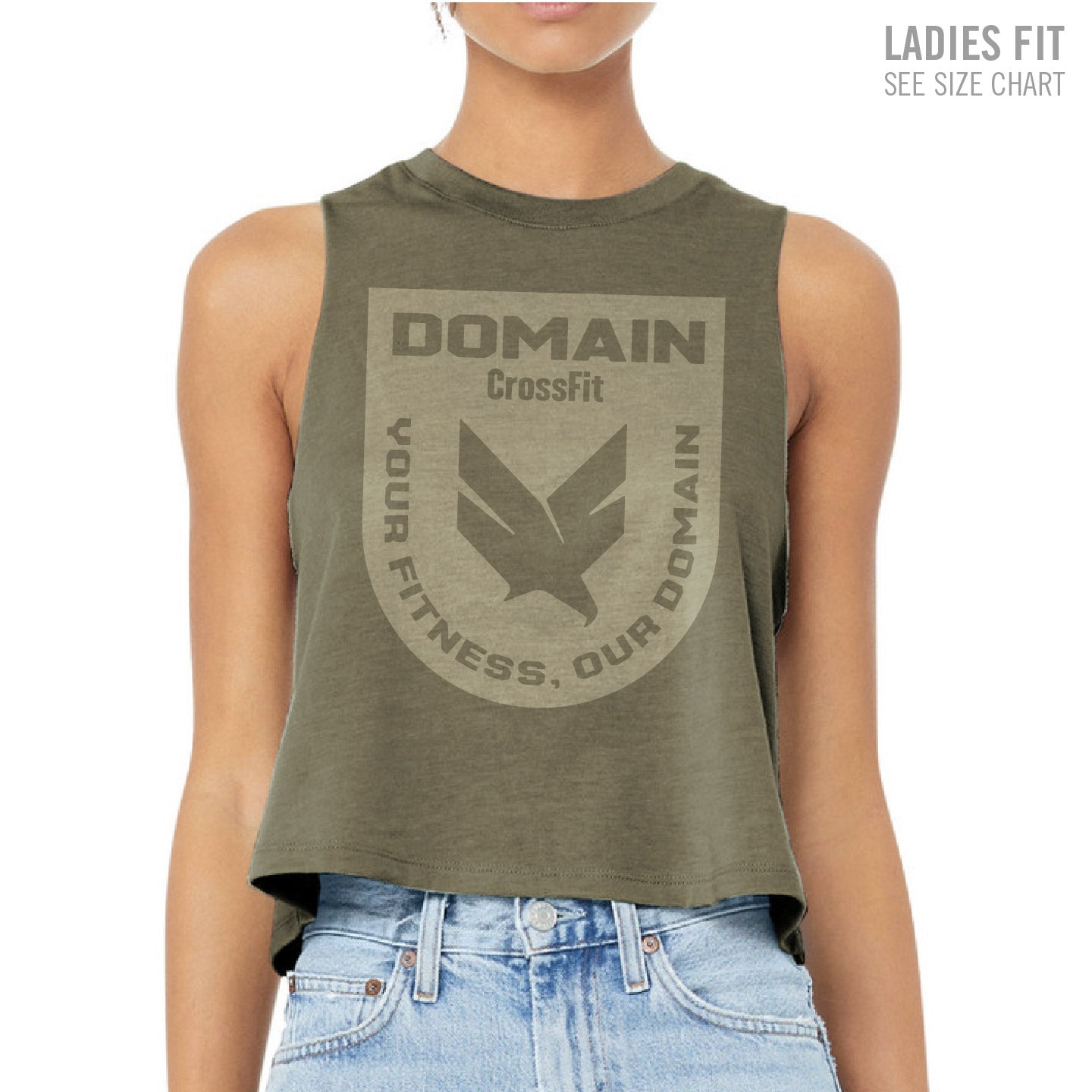 Domain Crossfit Badge Ladies Cropped Racerback Tank (DCS001-6682)