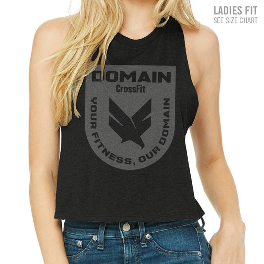 Domain Crossfit Badge Ladies Cropped Racerback Tank (DCS001-6682)