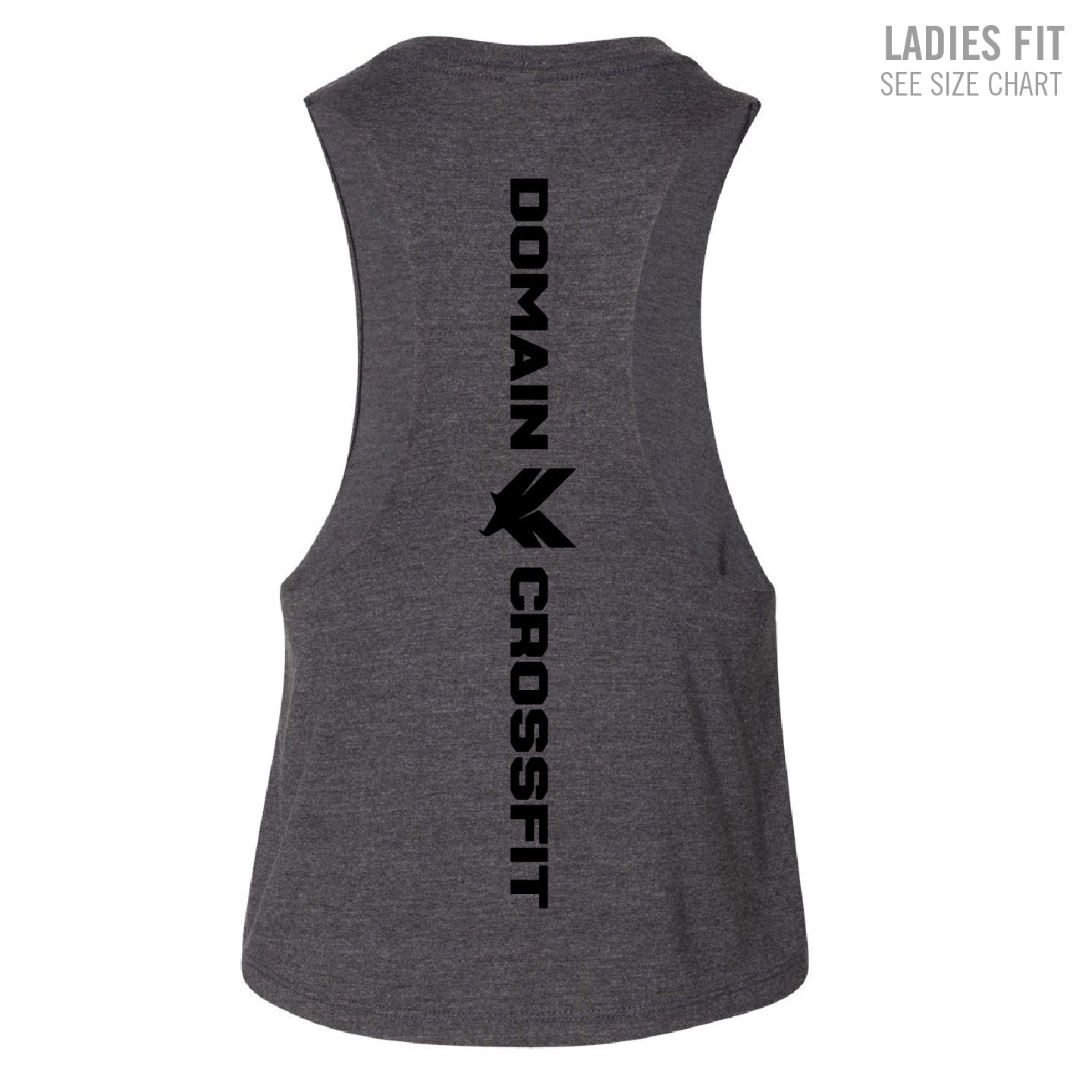 Domain Crossfit Small Badge Ladies Cropped Racerback Tank (DCT003/005-6682)