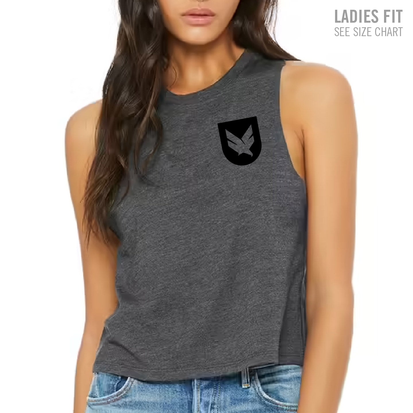 Domain Crossfit Small Badge Ladies Cropped Racerback Tank (DCT003/005-6682)