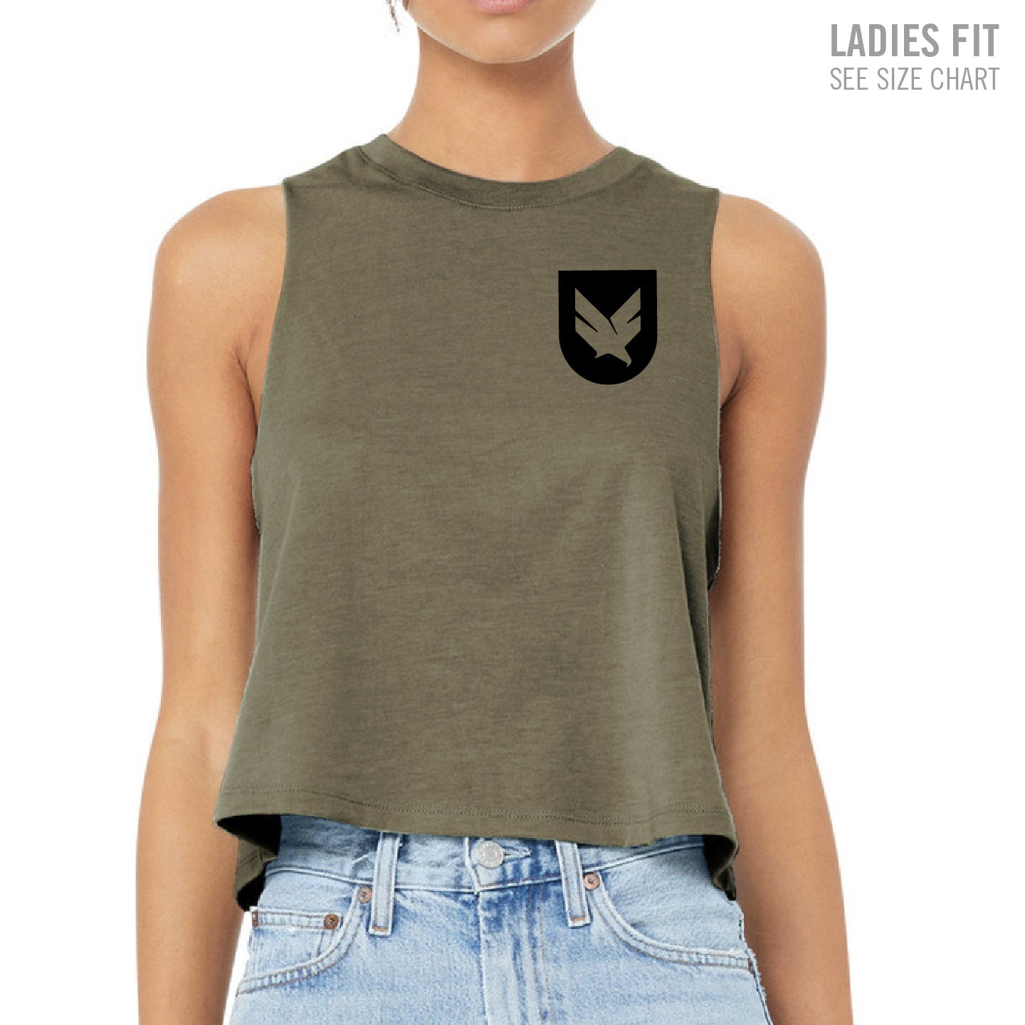 Domain Crossfit Small Badge Ladies Cropped Racerback Tank (DCT003/005-6682)