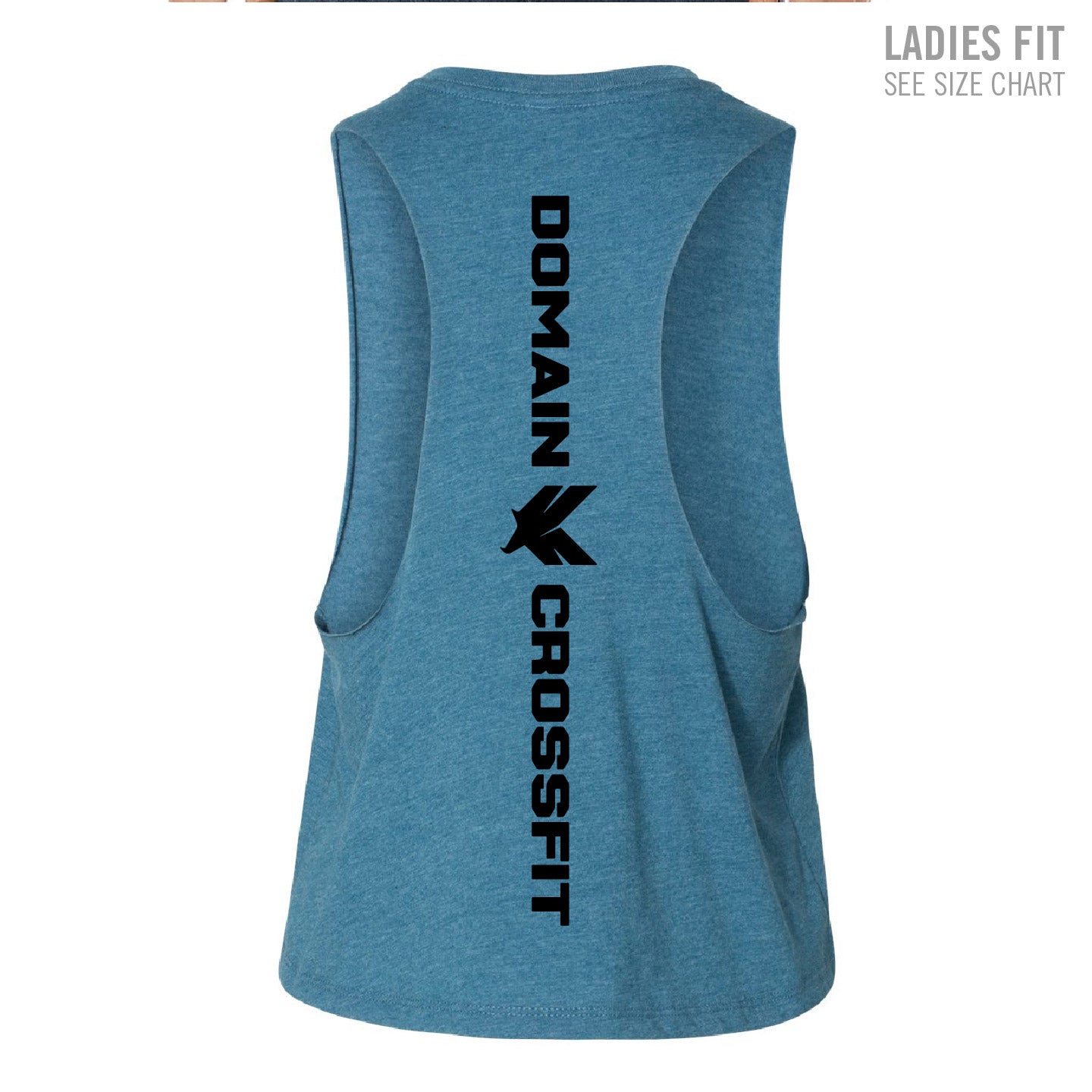 Domain Crossfit Small Badge Ladies Cropped Racerback Tank (DCT003/005-6682)