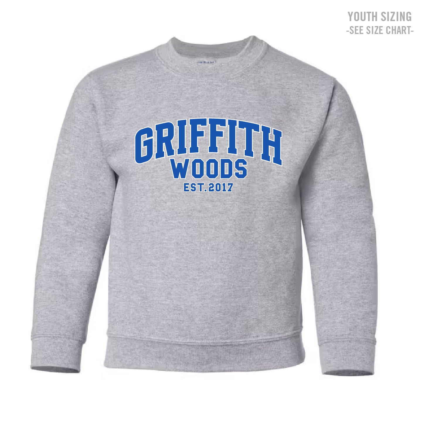 Griffith Woods Collegiate YOUTH Crewneck Sweatshirt (GW24005Y-18000B)