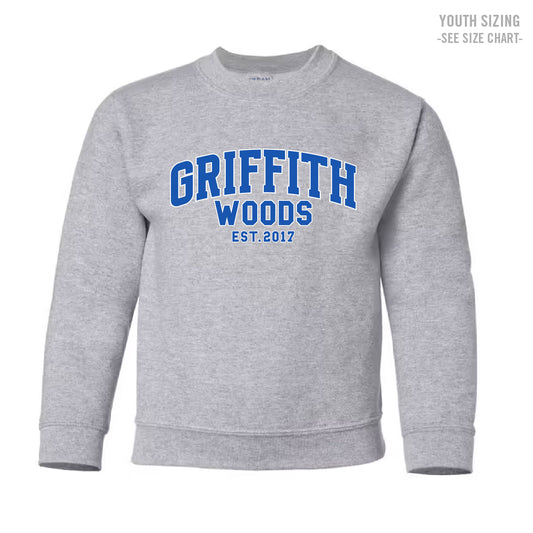 Griffith Woods Collegiate YOUTH Crewneck Sweatshirt (GW24005Y-18000B)