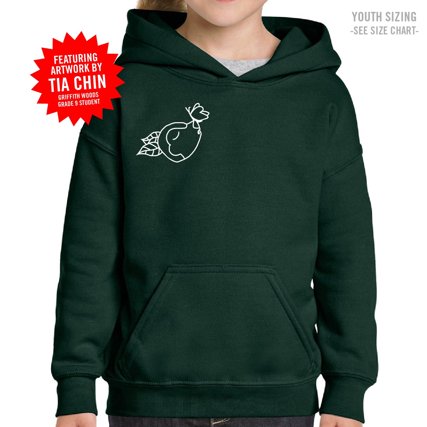 Griffith Woods Lil' Wolf Green YOUTH Pullover Hoodie (GW24002/3-18500B)