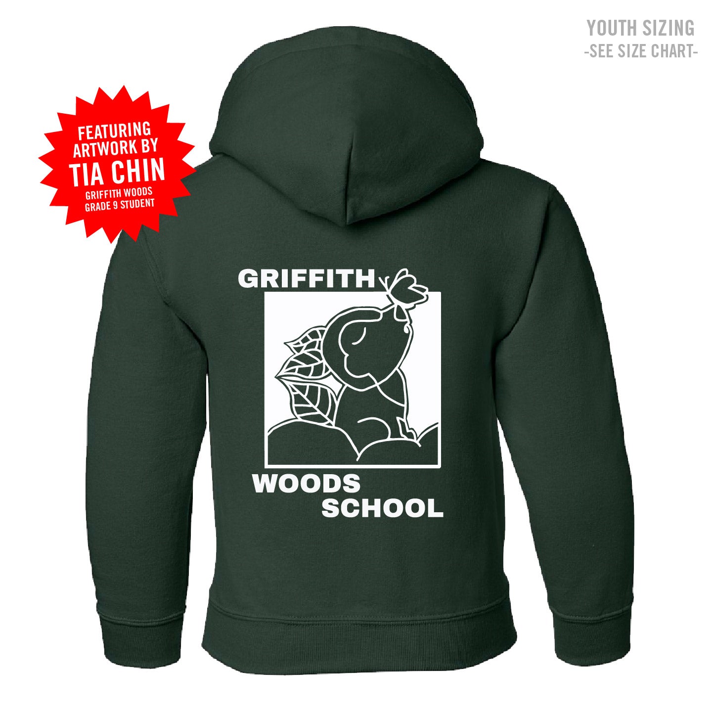 Griffith Woods Lil' Wolf Green YOUTH Pullover Hoodie (GW24002/3-18500B)