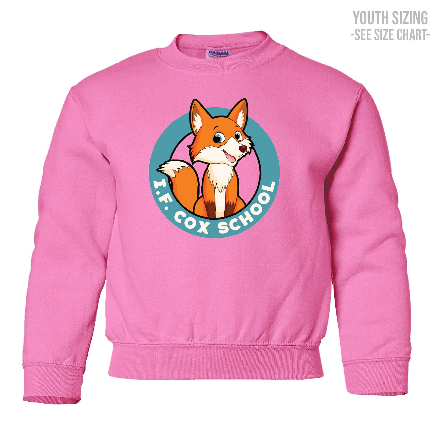 I.F. Cox School Fox Crest YOUTH Crewneck Sweatshirt (IFCT001-18000B)