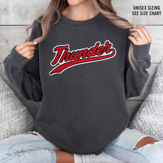 MH Thunder Pigment Dyed Retro Crewneck w/ Embroidered Appliqué (THP003-1566)