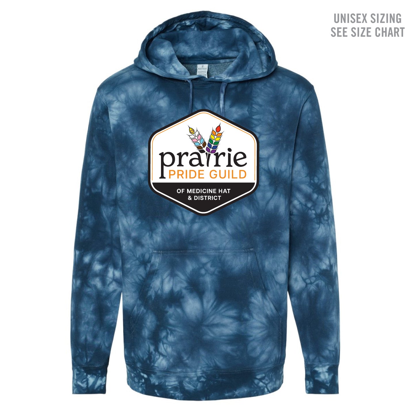 Prairie Pride Guild Full Logo Unisex Tie Dye Hoodie (PPGT005-PRM4500TD)