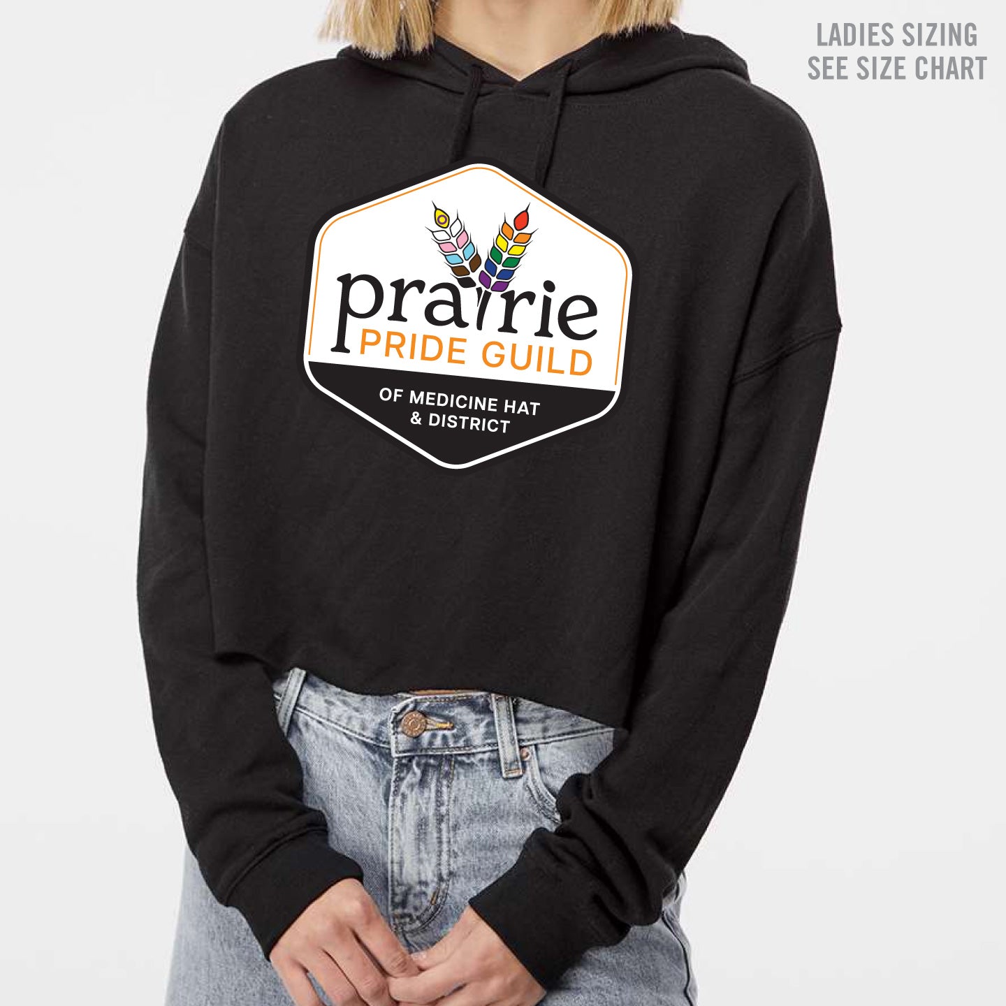 Prairie Pride Guild Full Logo Ladies Cropped Premium Hoodie (PPGT005-AFX64CRP)