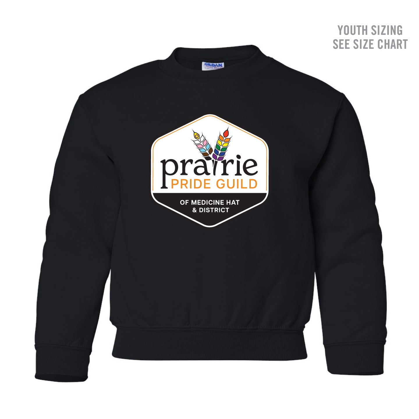 Prairie Pride Guild Full Logo YOUTH Crewneck Sweatshirt (PPGT007-18000B)