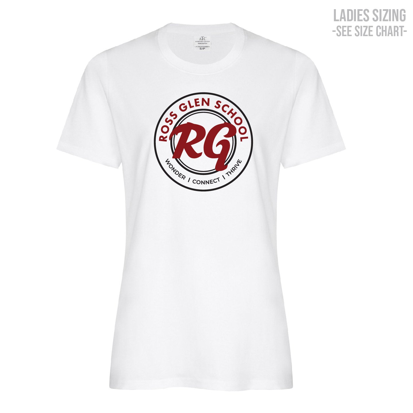 Ross Glen Maroon Crest LADIES T-Shirt (RGST007-ATC2000L)