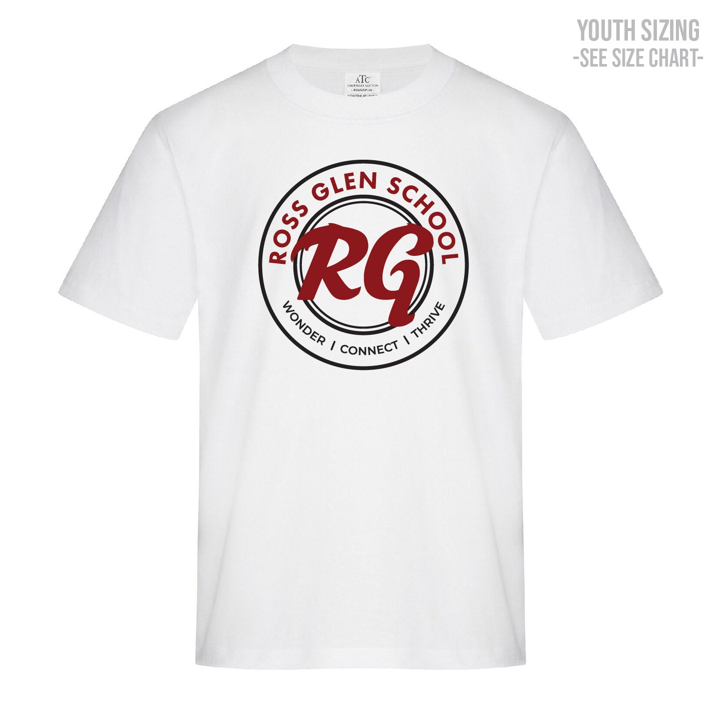 Ross Glen Maroon Crest YOUTH T-Shirt (RGST007-ATC2000Y)