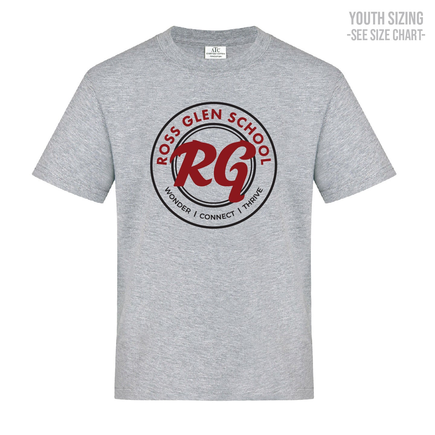 Ross Glen Maroon Crest YOUTH T-Shirt (RGST007-ATC2000Y)